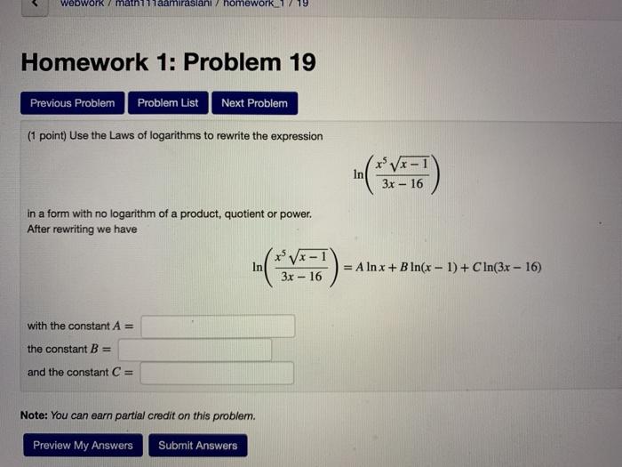 Solved Homework 1: Problem 18 Previous Problem Problem List | Chegg.com