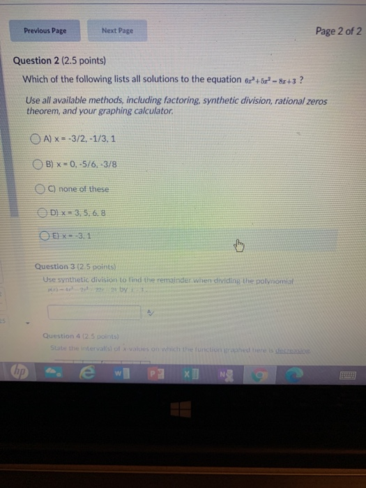 Solved Previous Page Next Page Page 2 of 2 Question 2 (2.5 | Chegg.com