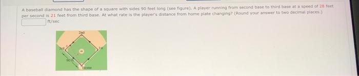 Solved A Baseball Diamond Has The Shape Of A Square With Chegg Com   Image