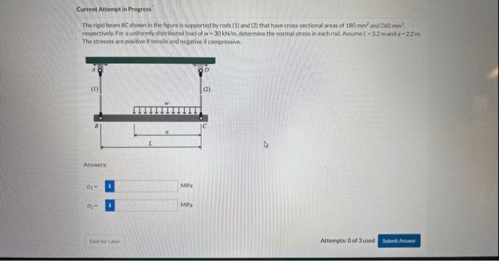 Solved The rigid beam BCshown in the fugure is supported by | Chegg.com