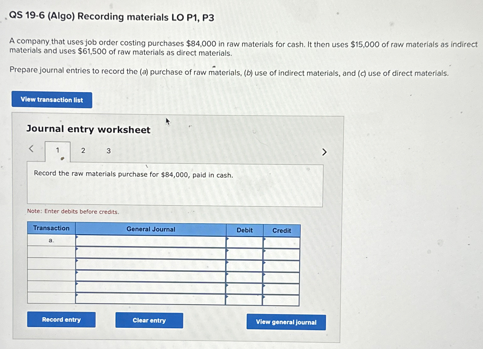 Solved QS 19-6 (Algo) ﻿Recording Materials LO P1, ﻿P3A | Chegg.com