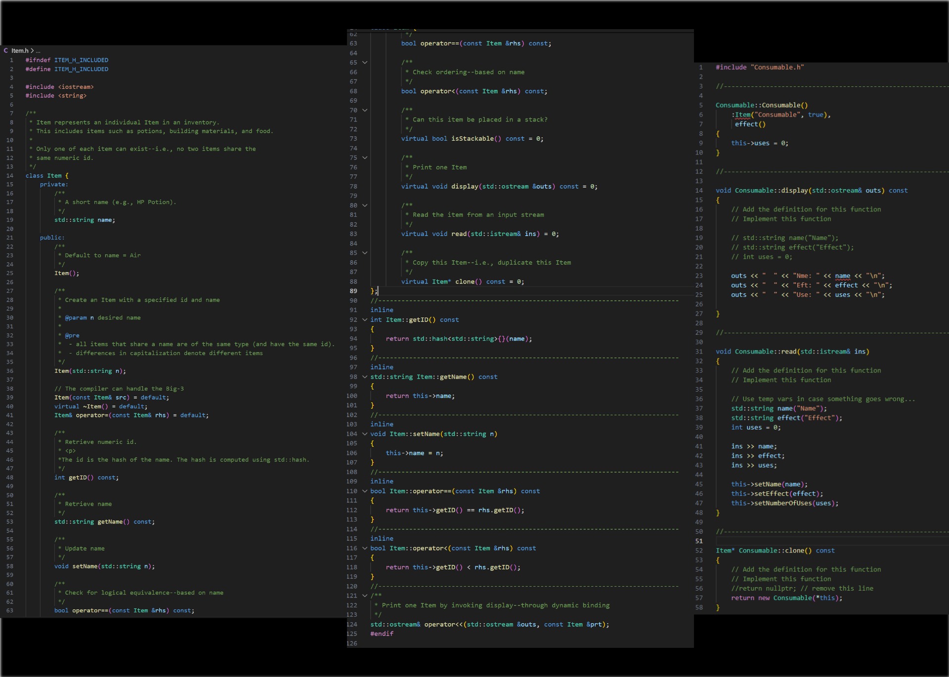 Solved Please help with consumable.cpp. ﻿Here is | Chegg.com