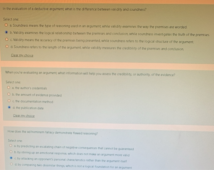 Solved In the evaluation of a deductive argument what is the | Chegg.com