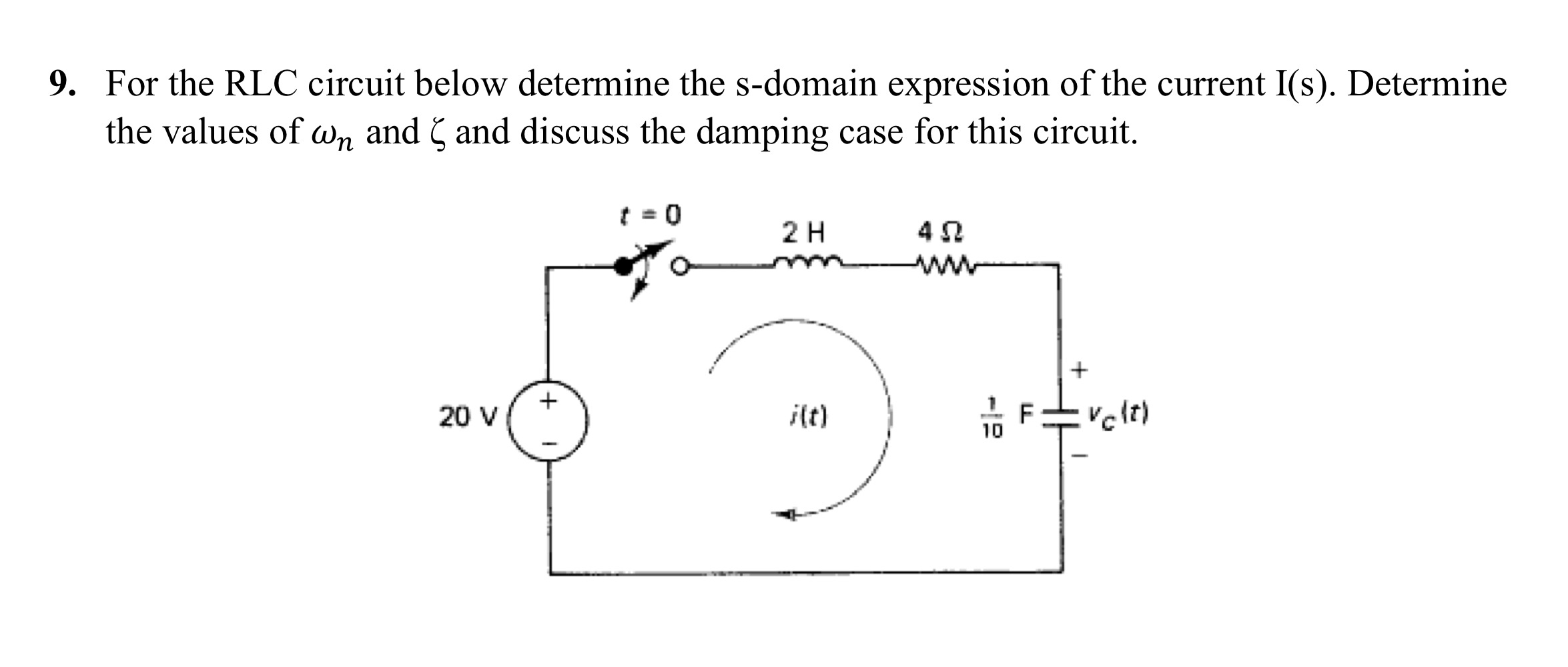 Solved For The Rlc Circuit Below Determine The S Domain Chegg Com