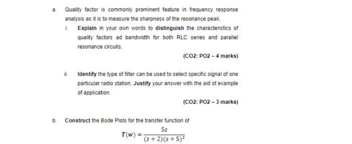 Solved b. Construct the Bode Plots for the transfer function | Chegg.com