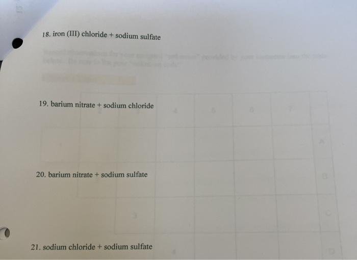 Solved 12. potassium thiocyanate + iron (III) chloride 13.