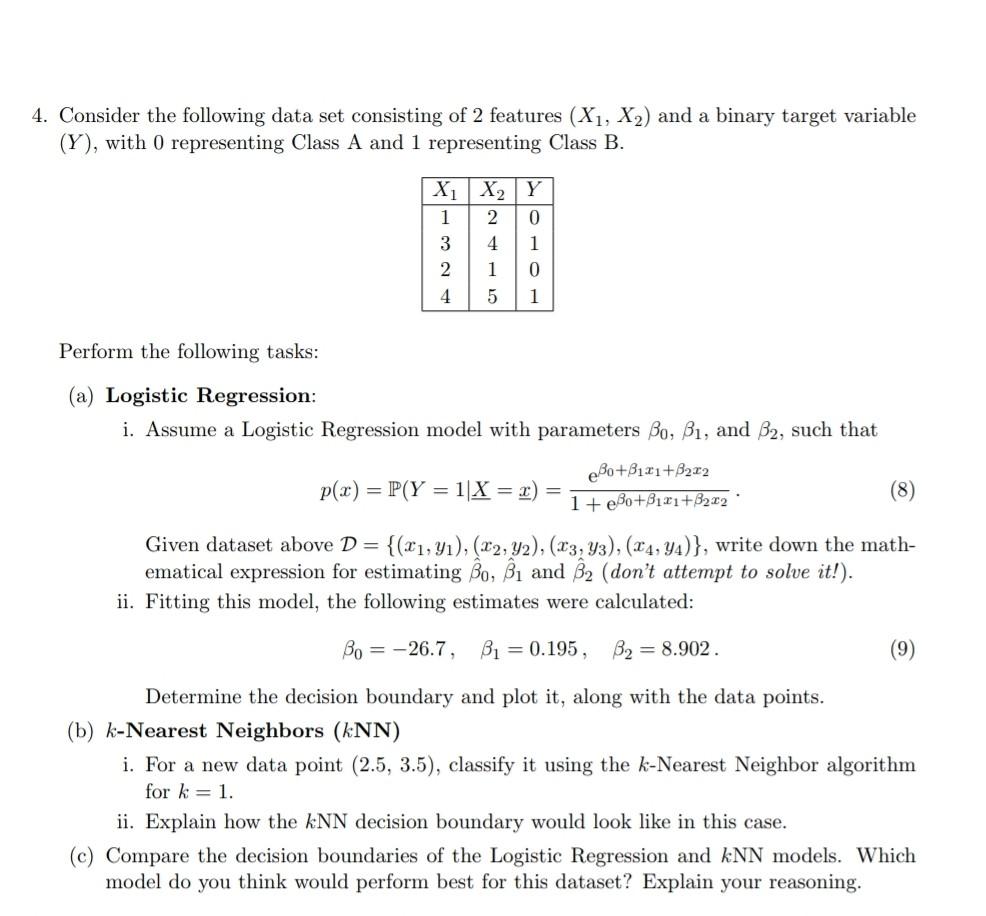 Solved Consider The Following Data Set Consisting Of 2 | Chegg.com