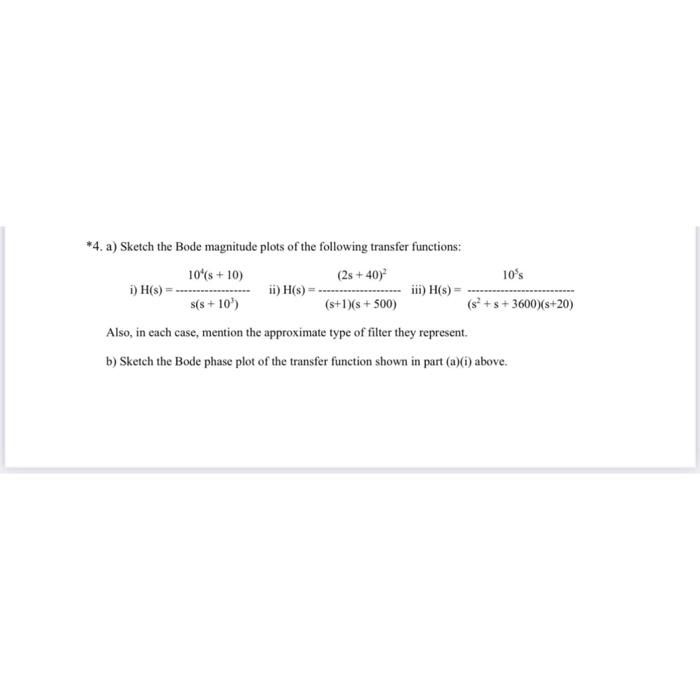 Solved A Sketch The Bode Magnitude Plots Of The Chegg Com