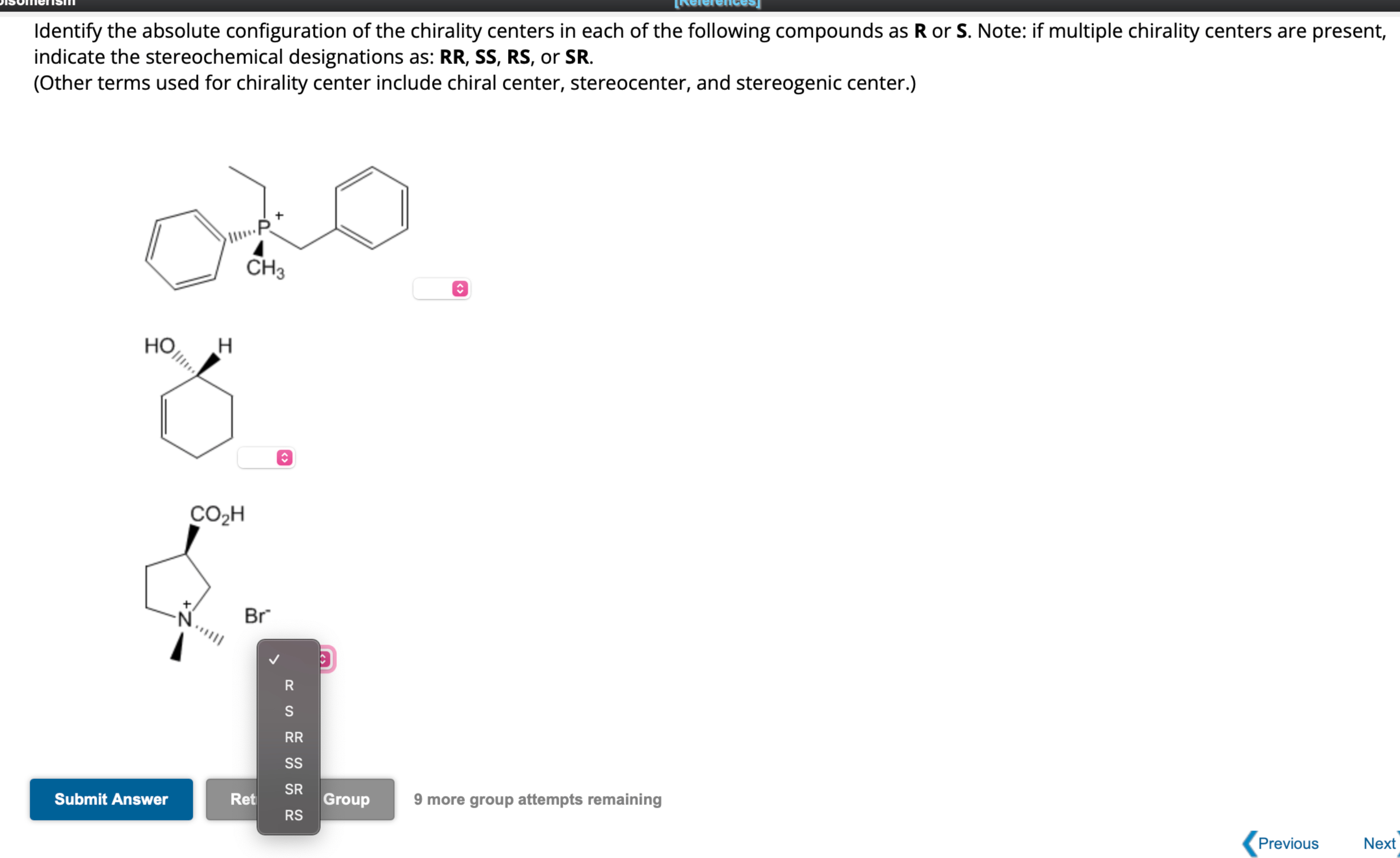 Solved Identify the absolute configuration of the chirality | Chegg.com