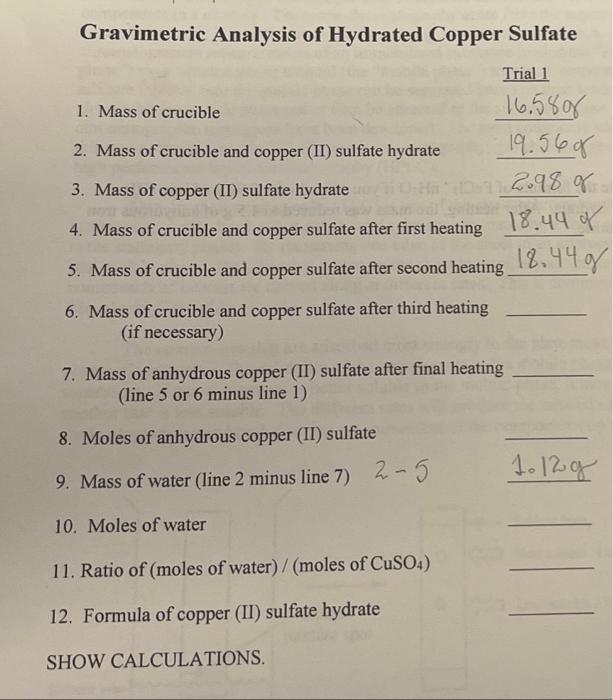 solved-gravimetric-analysis-of-hydrated-copper-sulfate-trial-chegg