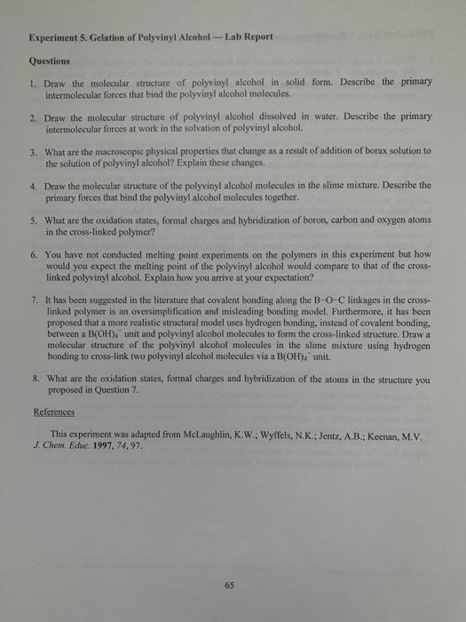 Solved PROCEDURE 1. Polyvinyl alcohol solution. A 4 by mass