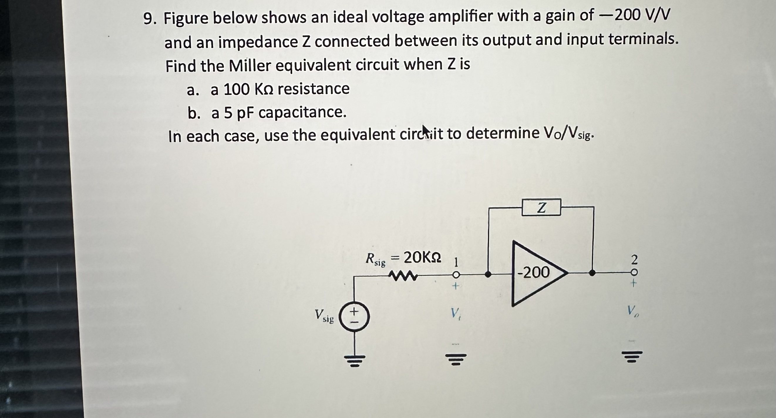 Solved Figure below shows an ﻿ideal voltage amplifier with a | Chegg.com