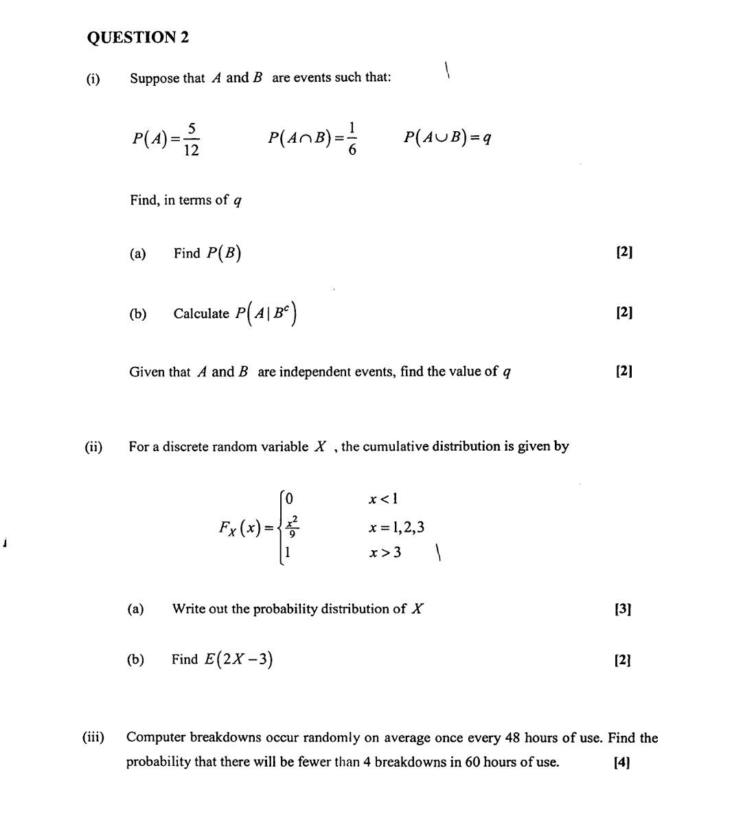 Solved (i) Suppose That A And B Are Events Such That: | Chegg.com