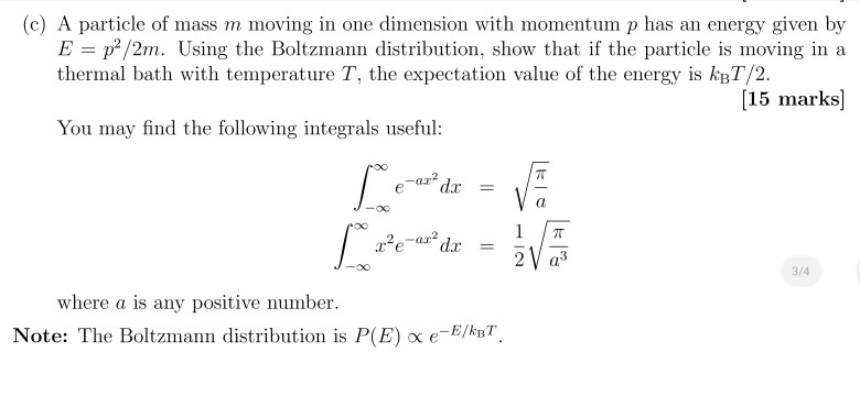 Solved C A Particle Of Mass M Moving In One Dimension With