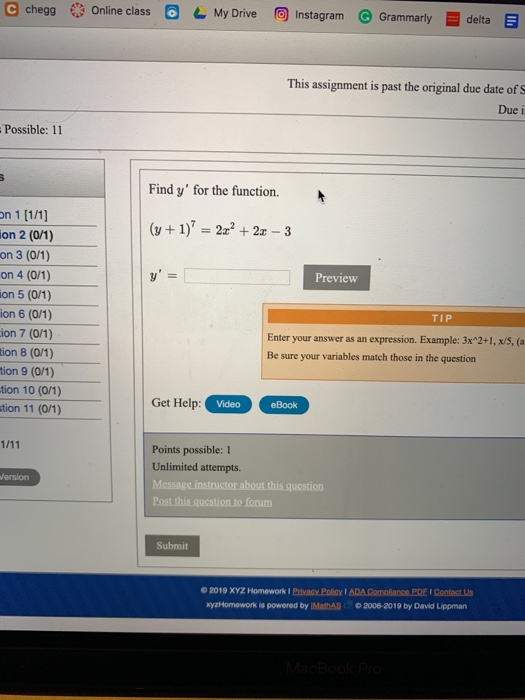 Solved chegg Online class O My Drive © Instagram Grammarly | Chegg.com