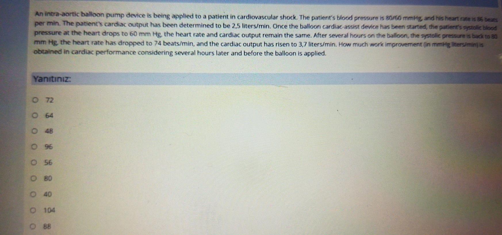 An Intra Aortic Balloon Pump Device Is Being Applied Chegg Com