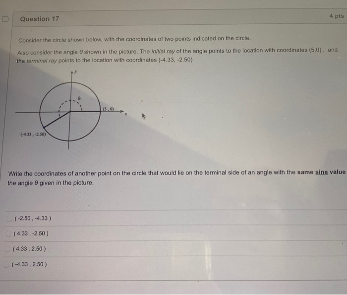 Solved Question 18 4 pts Consider the circle shown below, | Chegg.com