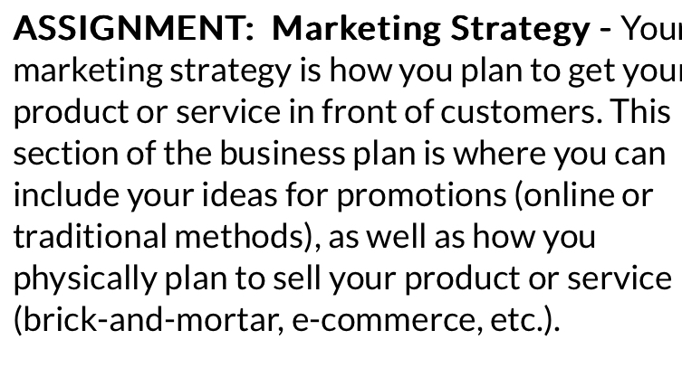 marketing plan for new product assignment