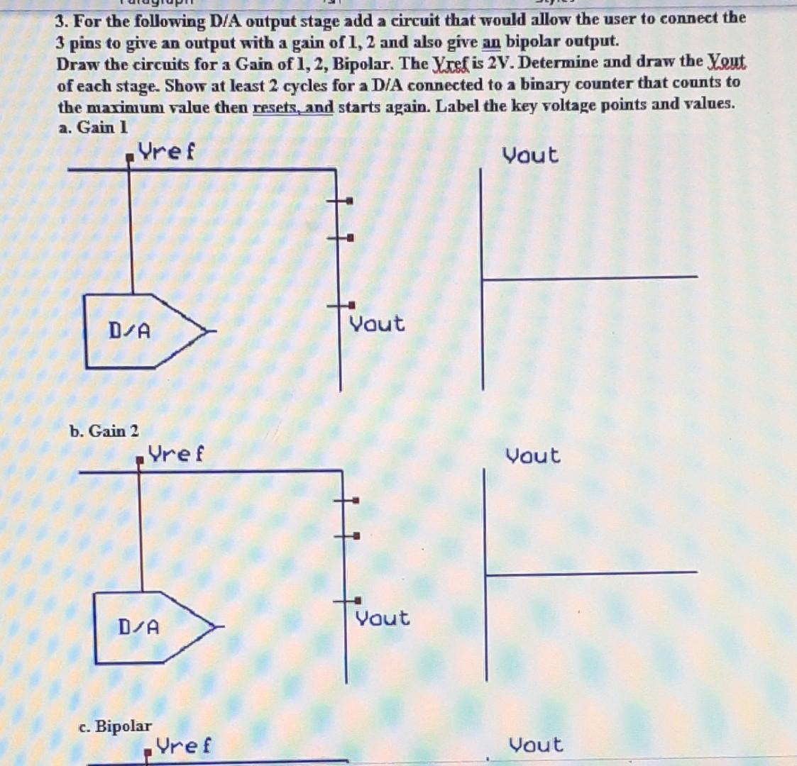 Solved 3. For the following D/A output stage add a circuit | Chegg.com