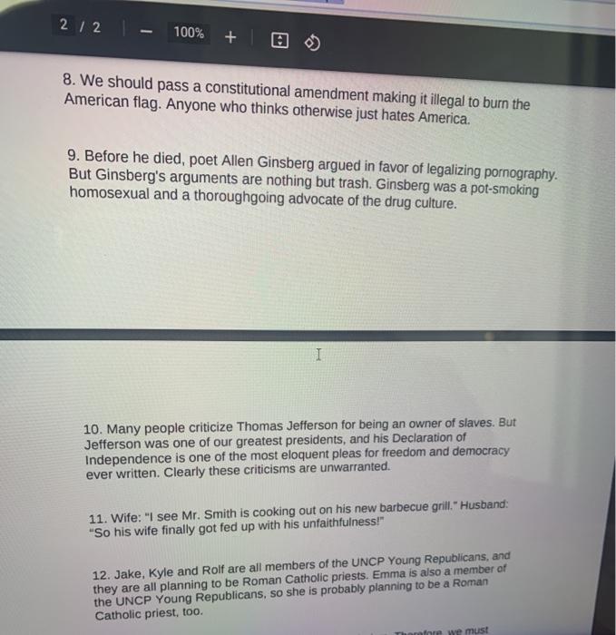 100 Logical Fallacies Practice Identify The Chegg