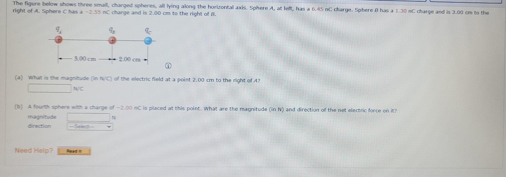 Solved The Figure Below Shows Three Small, Charged Spheres, | Chegg.com