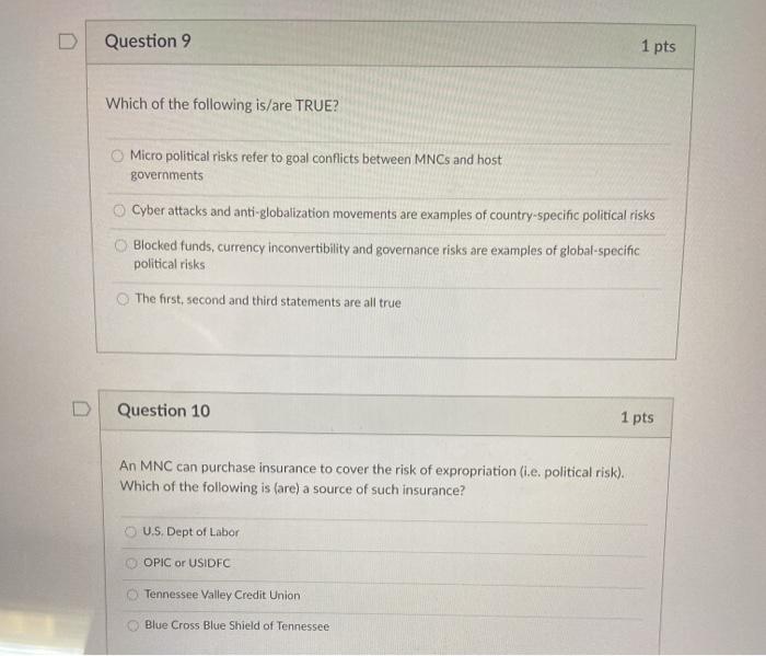 Solved D Question 9 1 pts Which of the following is/are | Chegg.com
