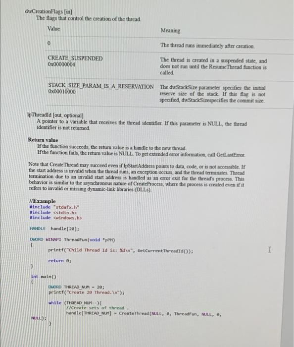 Solved 1. (100 points) Create Basic Thread using windows API | Chegg.com