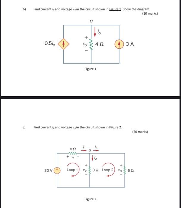 Solved c) Find current i, and voltage vo in the circuit | Chegg.com