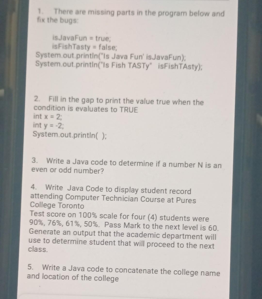 Solved A few pieces are missing from the following program