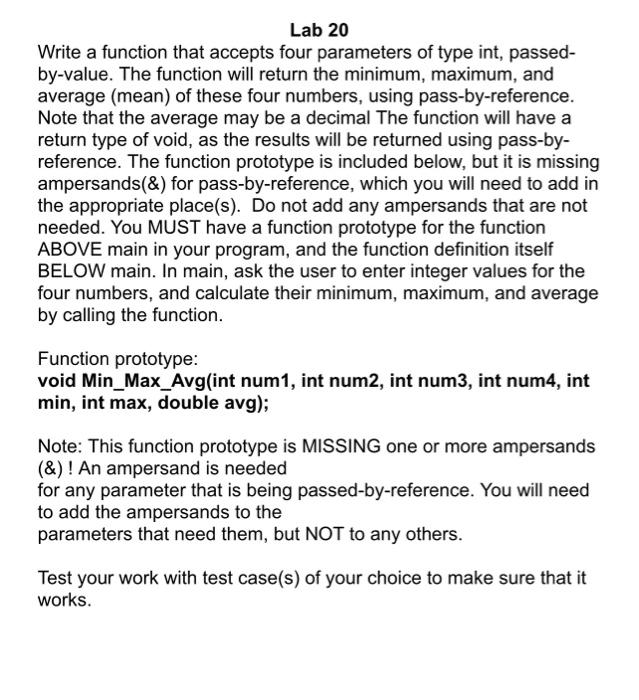 Solved Lab 20 Write a function that accepts four parameters | Chegg.com