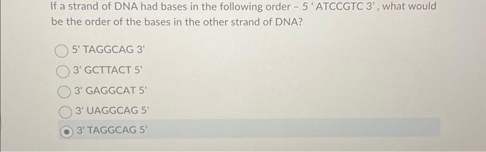 Solved If a strand of DNA had bases in the following order - | Chegg.com