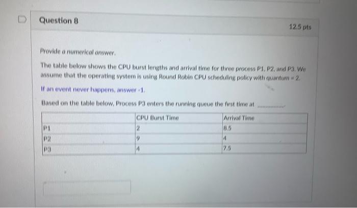 Solved Question 8 12.5 pts Provide a numerical answer The | Chegg.com
