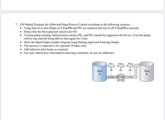 Solved 7. [30 Marks] Program the following Pump Process | Chegg.com