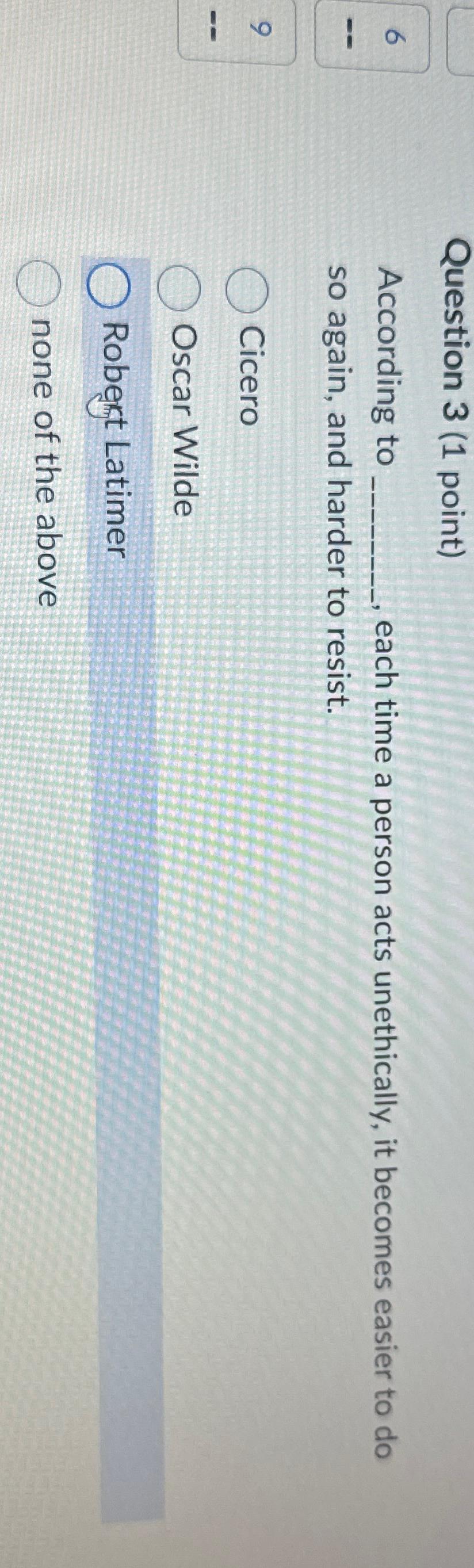 Solved Question 3 (1 ﻿point)According to each time a person | Chegg.com