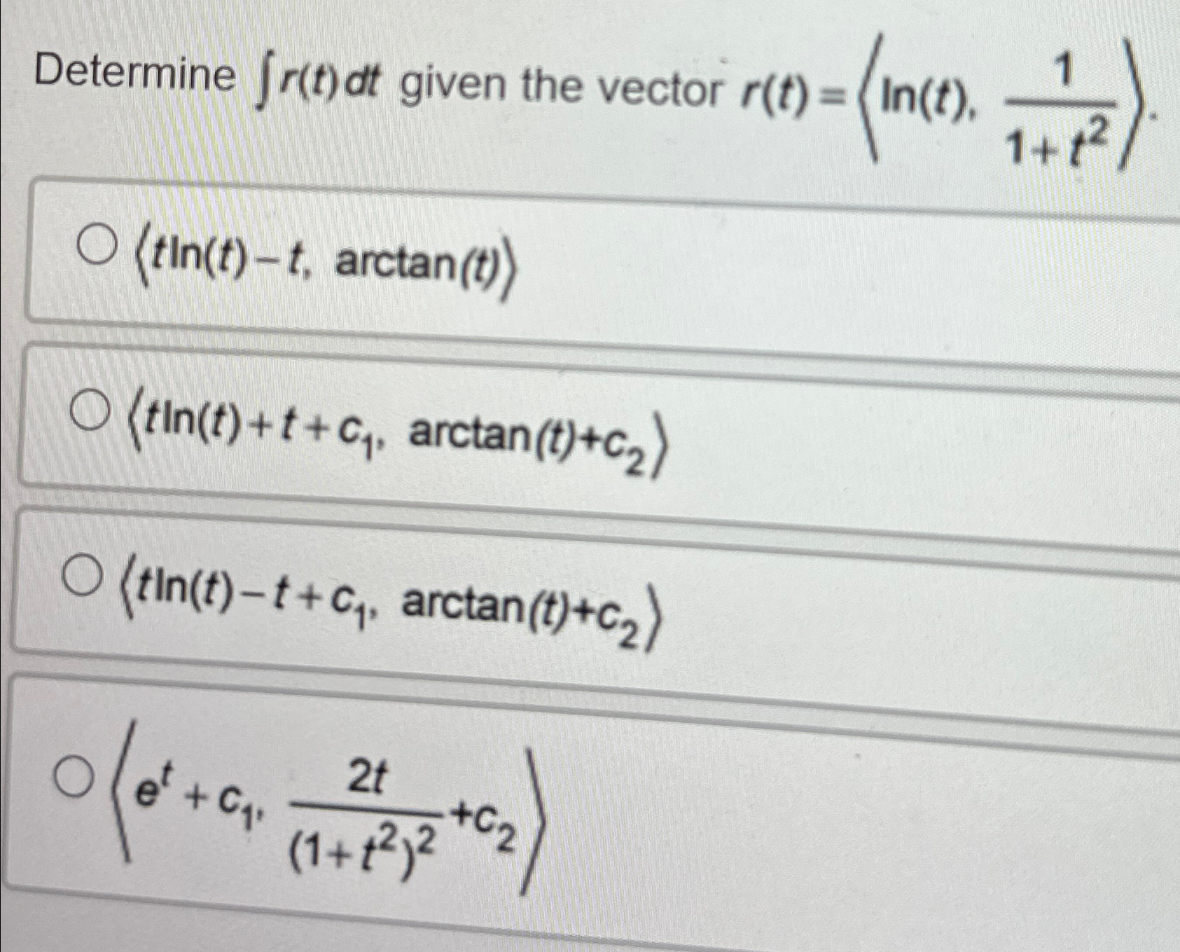 Solved Determine ∫﻿﻿r(t)dt ﻿given the vector | Chegg.com