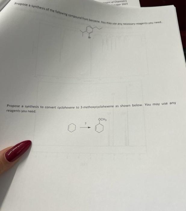 Solved Propose a synthesis of the following compound from | Chegg.com