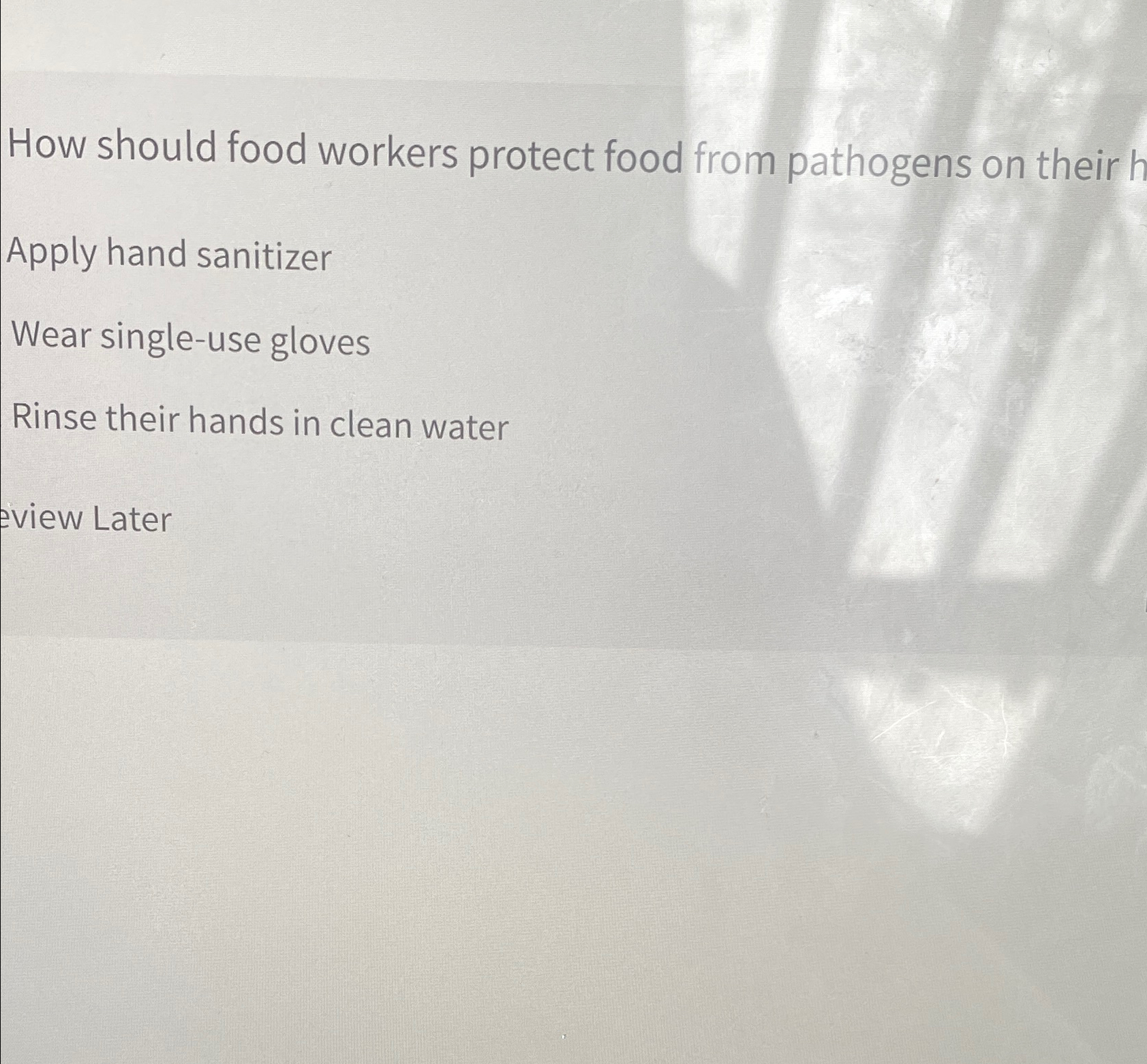 Solved How should food workers protect food from pathogens