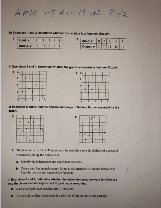 Solved A#10 1-7 # 1 ~ 19 all P.1/2 In Exercises 1 and 2, | Chegg.com
