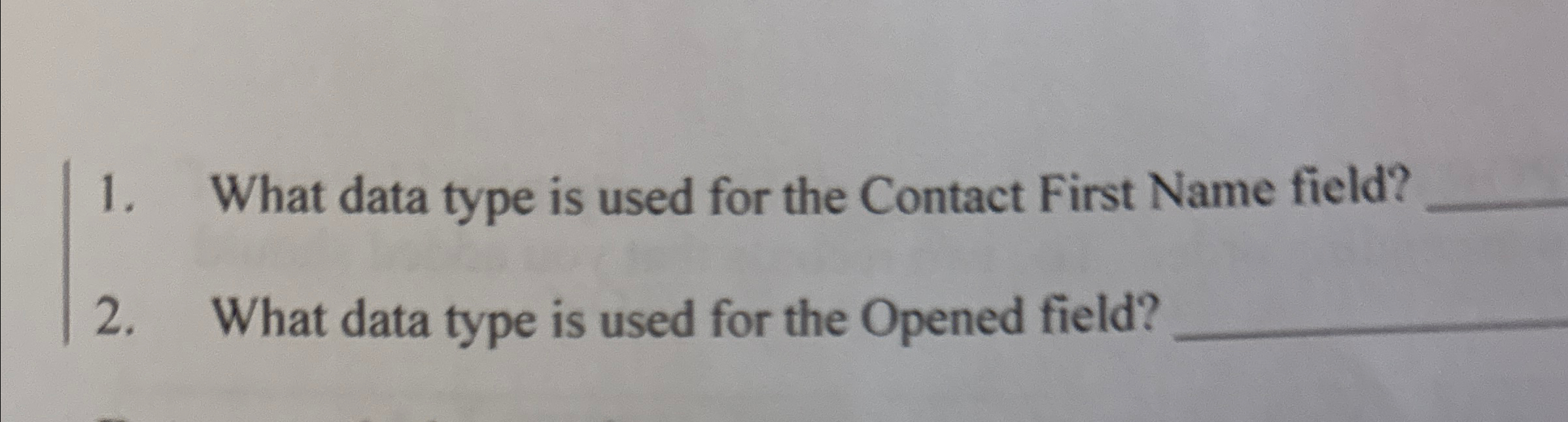 Solved What data type is used for the Contact First Name | Chegg.com