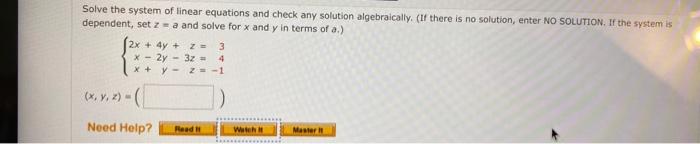 Solved Solve the system of linear equations and check any | Chegg.com