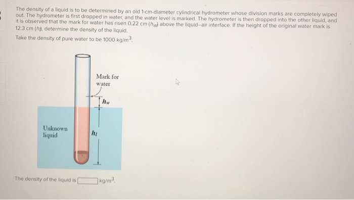 Solved The density of a liquid is to be determined by an old | Chegg.com