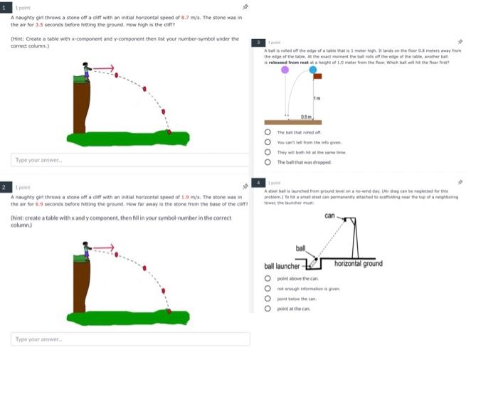 Solved 1 1 A naughty girl throws a stone of a dirt with an