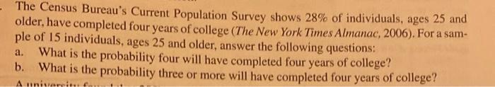 Solved The Census Bureau's Current Population Survey Shows | Chegg.com