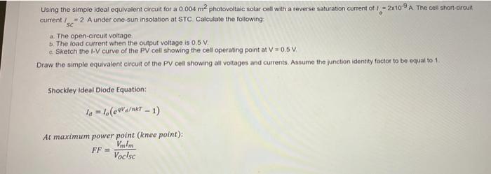 Solved SC Using the simple ideal equivalent circuit for a | Chegg.com