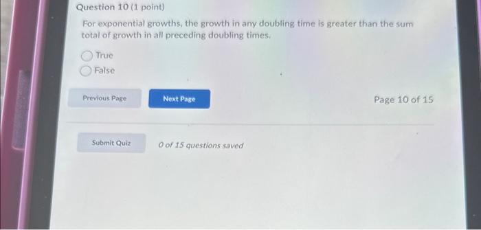 Solved For exponential growths, the growth in any doubling | Chegg.com