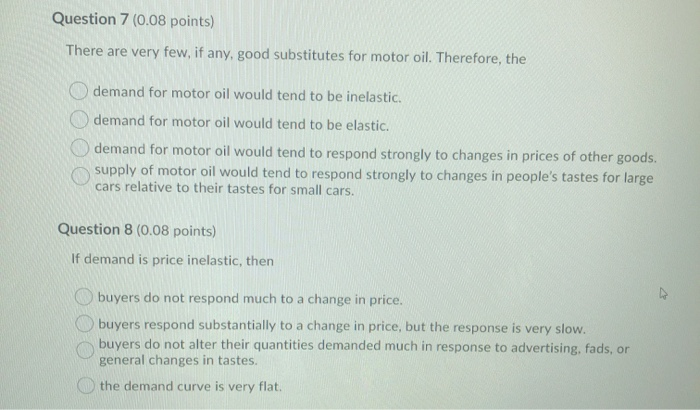 Solved Question 1 (0.08 points) Saved If the price | Chegg.com