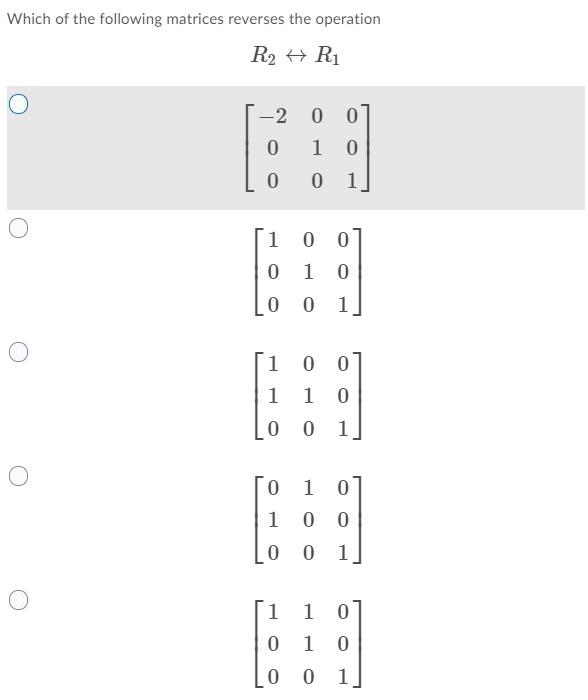 Solved Match each of the following elementary row operations