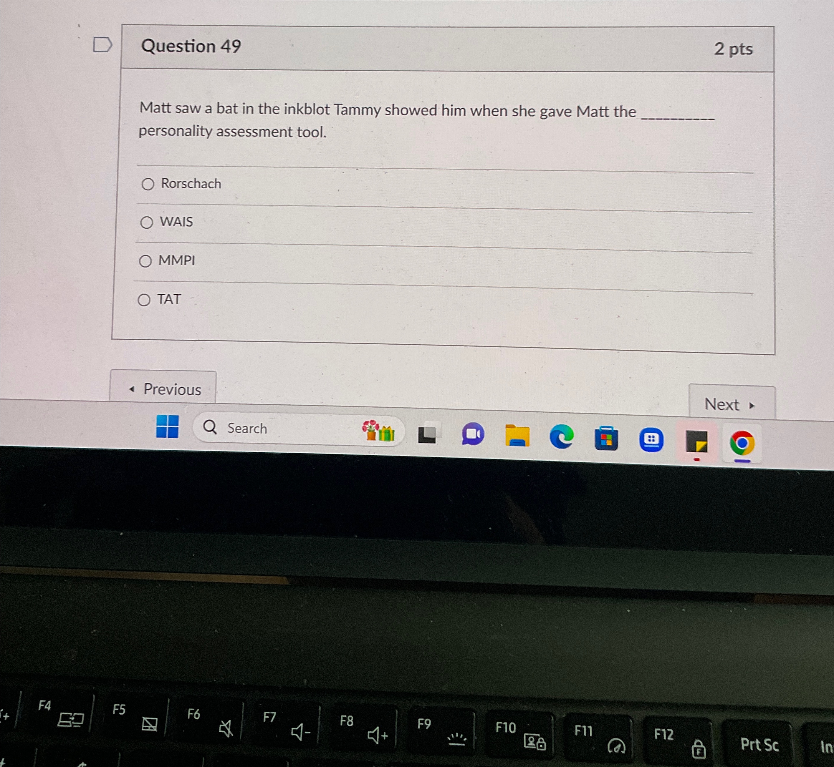 Solved Question 492 ﻿ptsMatt saw a bat in the inkblot Tammy | Chegg.com