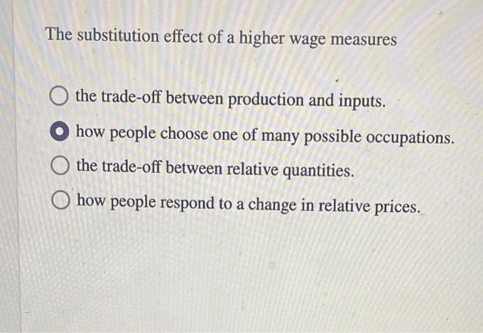 Solved The substitution effect of a higher wage measures the | Chegg.com