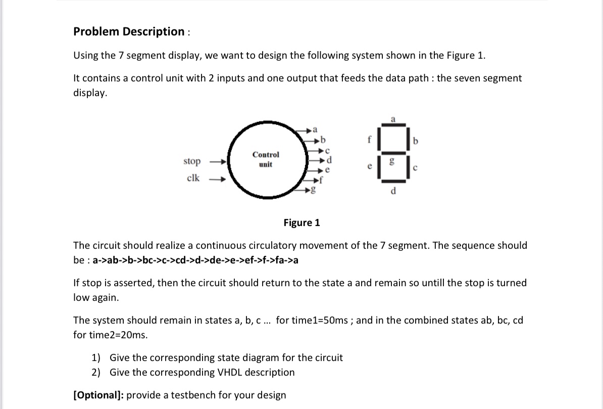 Solved Problem Description : Using the 7 ﻿segment display, | Chegg.com